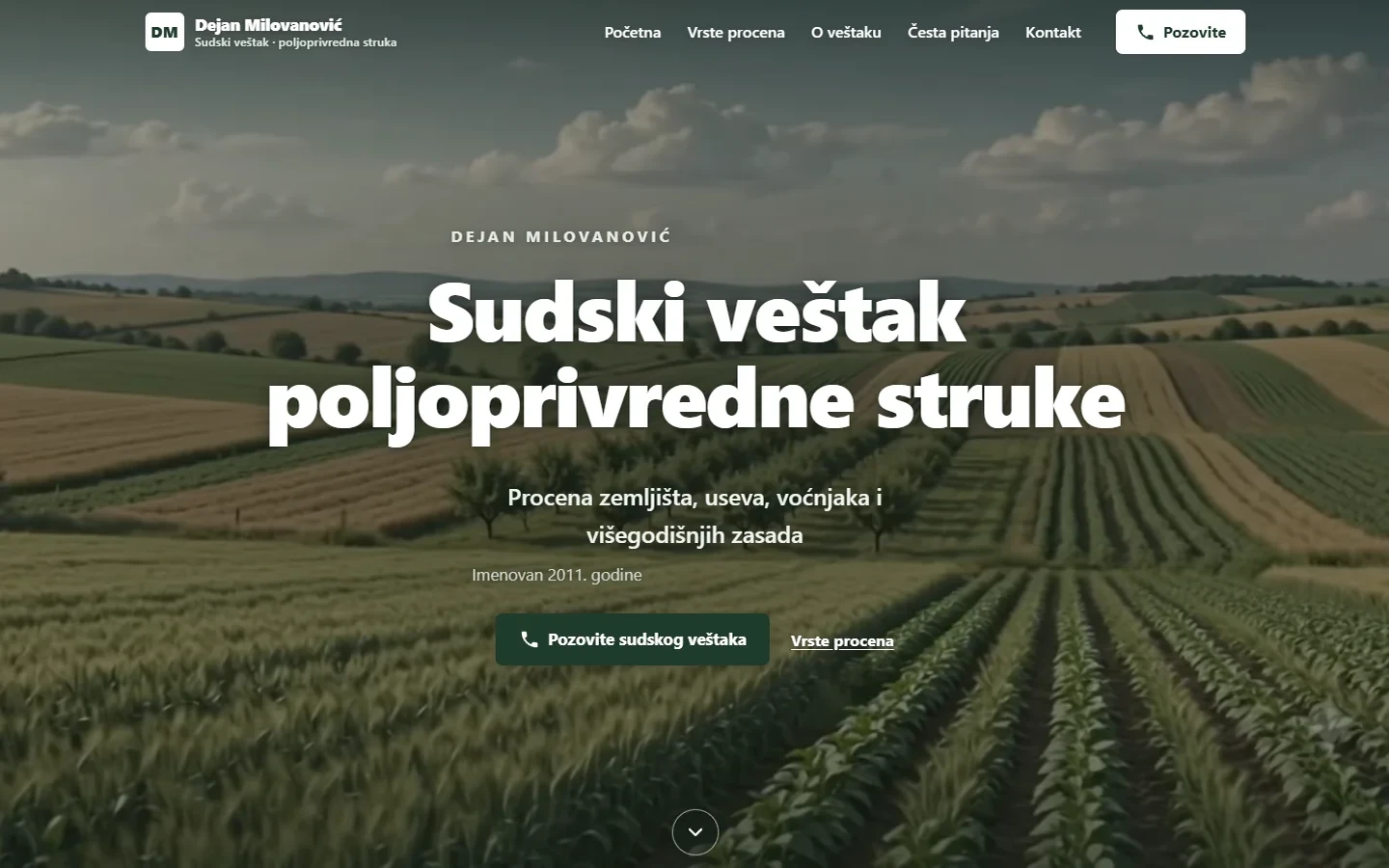 Snimak izrađenog sajta sudskog veštaka pri predaji.